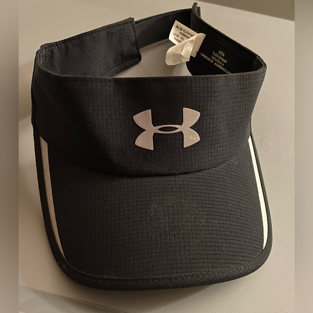 Under Armour Charcoal Black Sports Visor Adjustable Gray Reflective Logo